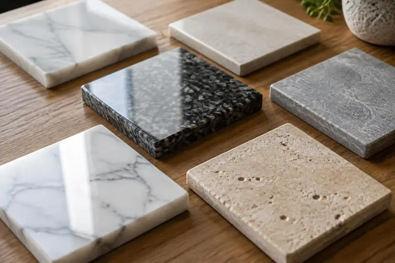 Échantillons main : Silestone, Dekton, Neolith, marbre, granit